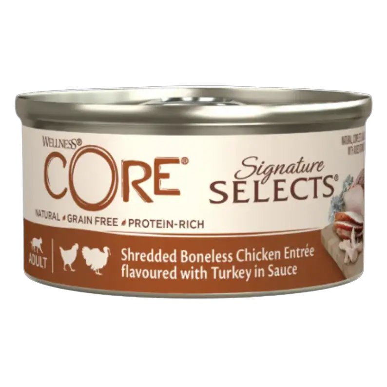 Wellness Core Signature Selects Cans Shreded Chicken & Turkey in Sauce for Cats 79g