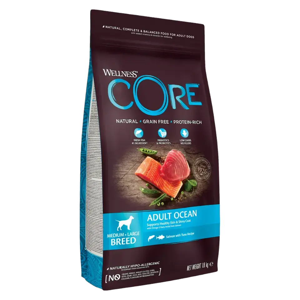 Wellness Core Ocean Dry Food Salmon with Tuna for M & L Breed Dogs