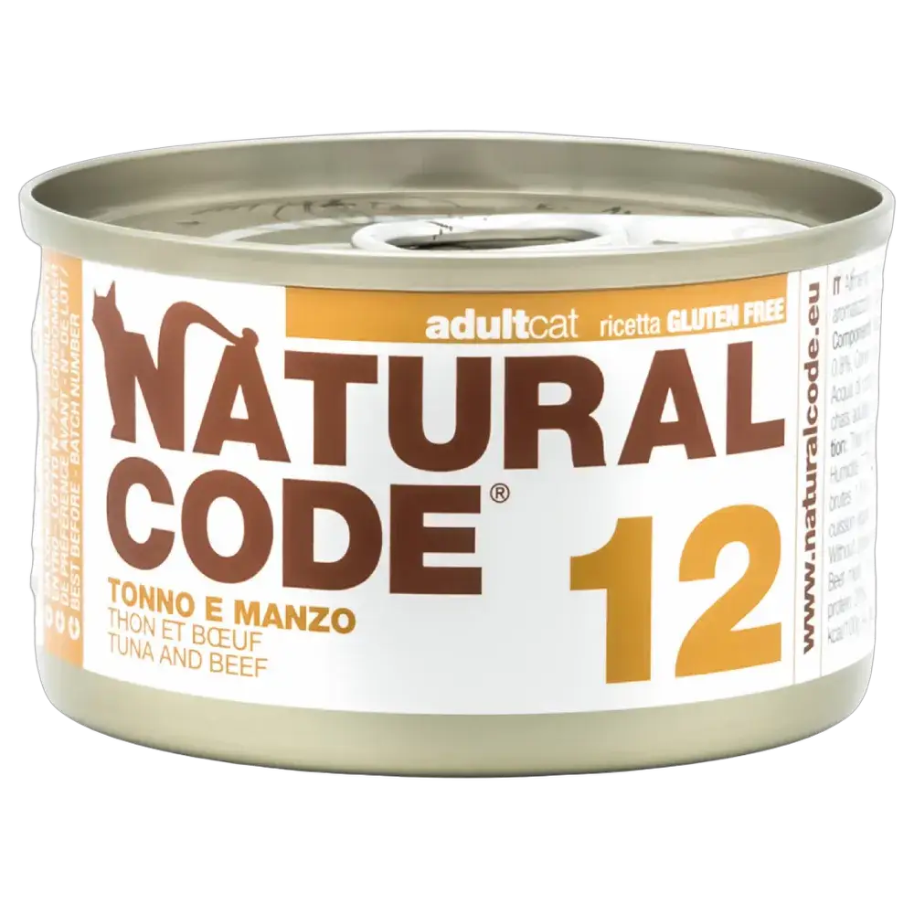 Natural Code 12 Cans Tuna & Beef for Cats 85g