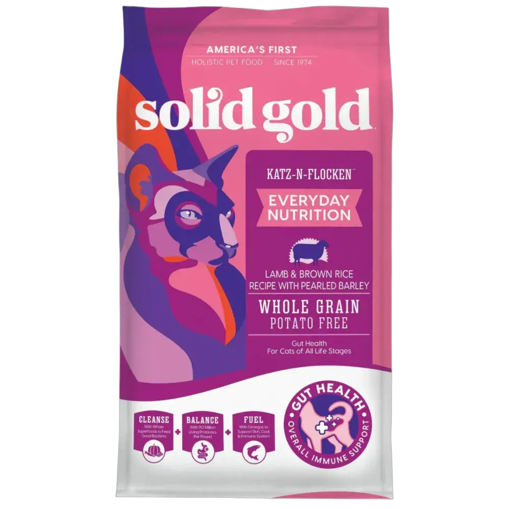 Solid Gold Katz N Flocken Lamb & Brown Rice Recipe with Pearled Barley Whole Grain for Cats