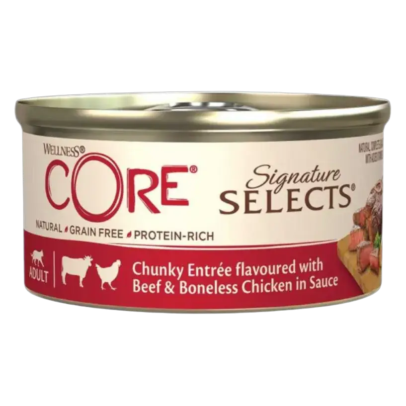 Wellness Core Signature Selects Cans Chunky Beef & Chicken in Sauce for Cats 79g