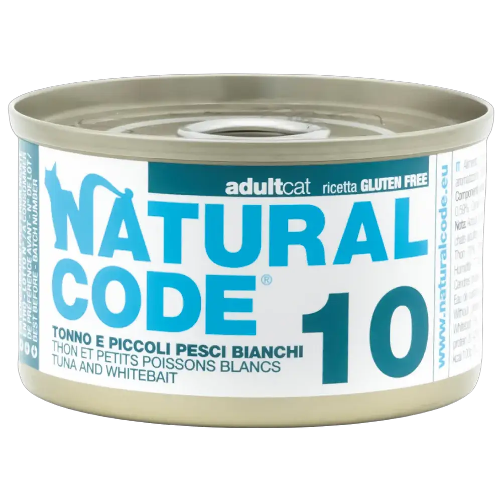 Natural Code 10 Cans Tuna & Whitebait for Cats 85g