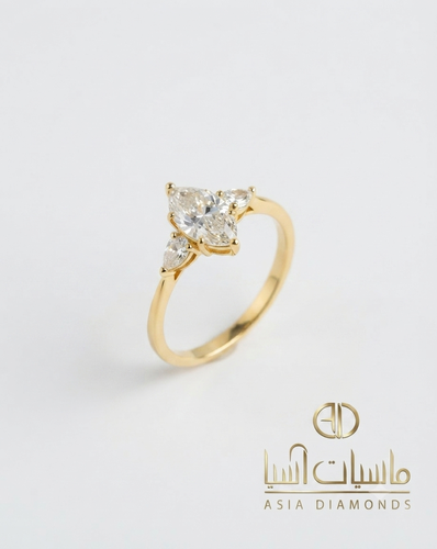 سولتير الماس طبيعي بالذهب الأصفر
