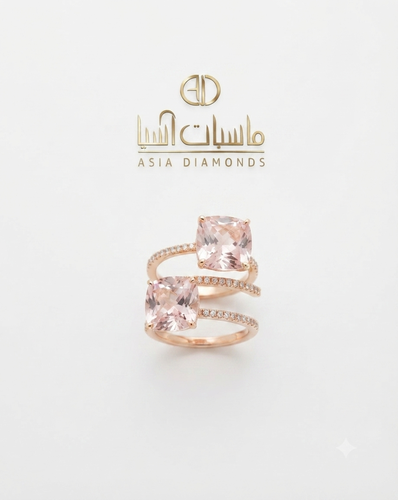 خاتم الماسّ طبيعي بالحجر الزهري المعالج