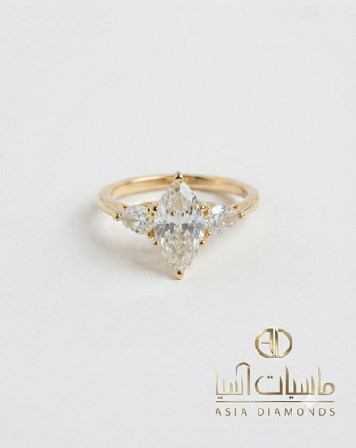 سولتير الماس طبيعي بالذهب الأصفر