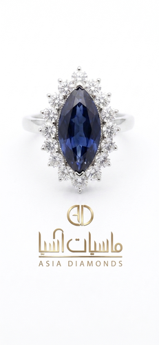 خاتم الماس طبيعي وحجر زفير طبيعي