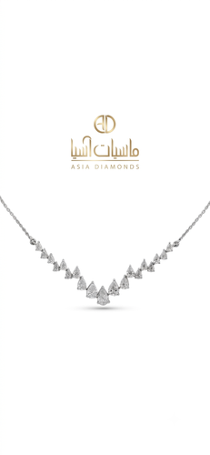 عقد الماس طبيعي سولتيرات بشكل البير (الدمعة)