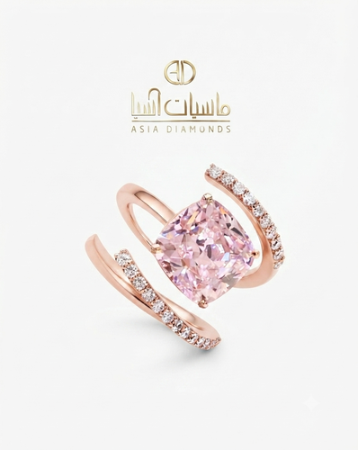 خاتم الماسّ طبيعي بالحجر الزهري المعالج