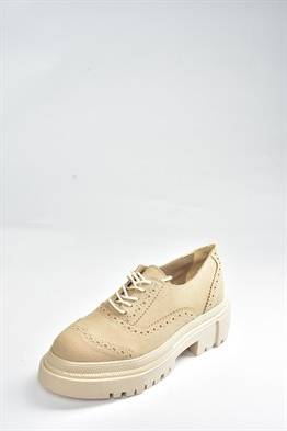 حذاء أوكسفورد جلد سويدي بيج بنعل سميك نسائي