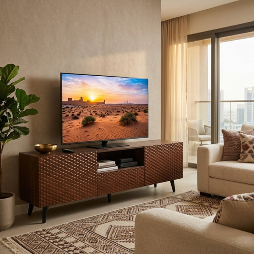 طاولة تلفزيون خشب بني غامق 180 سم بتصميم مودرن