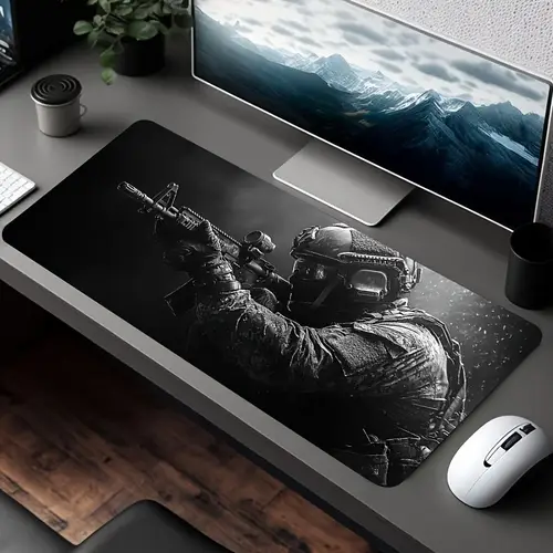 Large Mouse Pad Tactical Soldier Design Non-Slip XXL desk pad gaming accessories Stitched Edges for Home and game for fps gamer