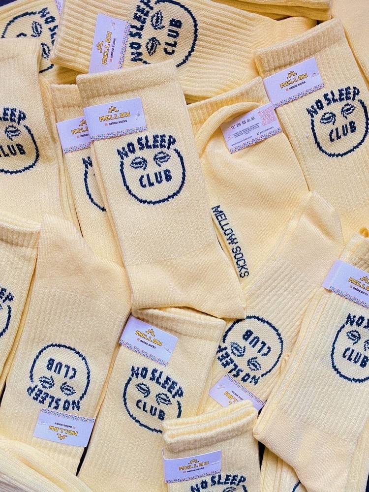 No Sleep Club Yellow Socks