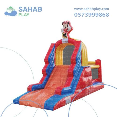إيجار نطيطة مع درج وزحليقة أمامية شخصية ميكي ماوس 6.6×2.1×4م للأطفال للمرح والحماس في الحفلات في الدمام 