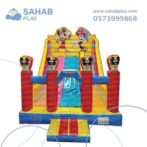 إيجار زحليقة مع نطيطة بشخصية ميكي ماوس 6.50 × 4.50 × 5 متر في الدمام 