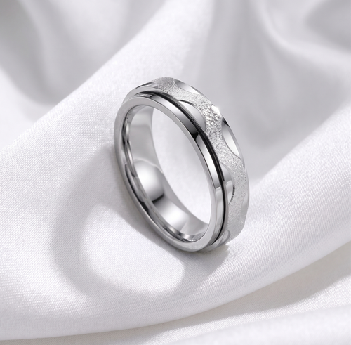 دبلة بريق الموج للرجل فضة عيار 925