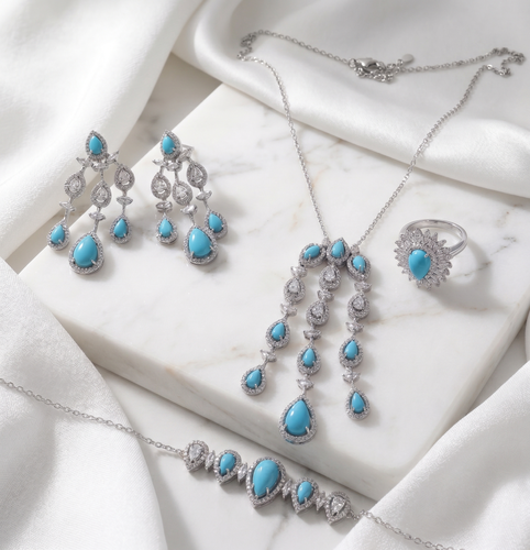 طقم Turquoise sea color فضة عيار 925