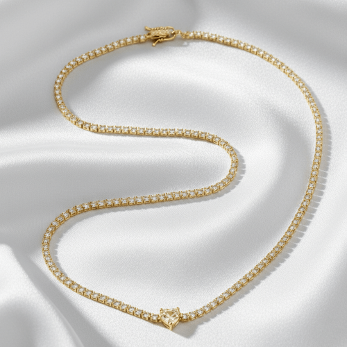 Heart Tennis Necklace | Sterling Silver 925