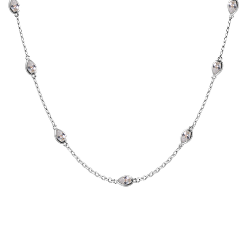 Long Emerald Drop Necklace - 925 Sterling Silver