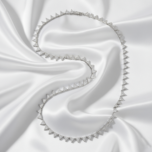 Triangle Diamond Necklace | Sterling Silver 925