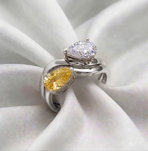 خاتم دموع السوليتير خاتم الخنصر Pinky Ring فضة عيار 925