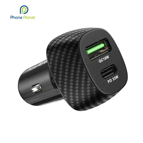 شاحن سيارة سريع 51 واط بمنفذي USB، يدعم PD33W وQC18W لشحن ذكي