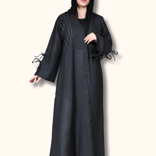 عباية خامة اللينن الاسود