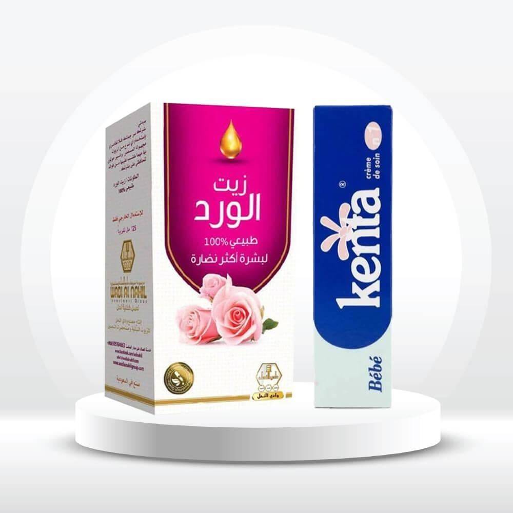 زيت الورد لبشرة 125 مل +كينتا بيبي كريم لتفتيح البشرة وتخفيف الحساسية واحمرار الجلد - 30 جم