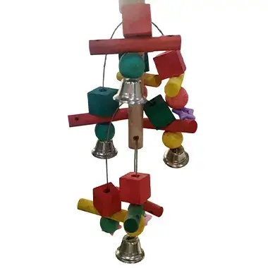  Parrot colored Wooden Toys Geometric shapes and bell