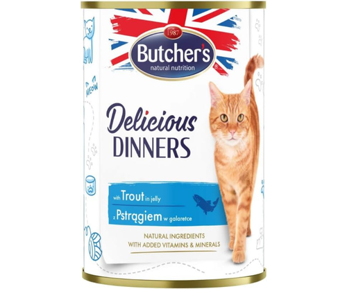    Butcher's Delicious Dinners chunks in jelly with trout 400g