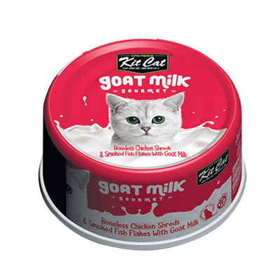 Kit Cat Boneless Chicken Shreds And Smoked Fish Flakes With Goat Milk 70g 