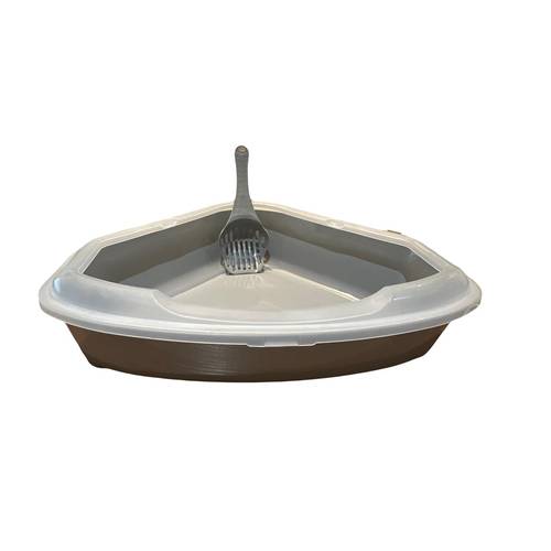 (corner cat litter box without sifter, with sieve (brown