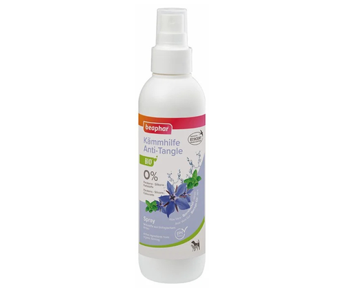 Beaphar Bio Cosmetic Anti Tangle Spray for Cats and Dogs Aloe Vera Gel, Borage Oil and Mint 200ml