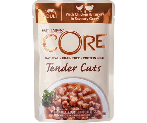 Wellness CORE – Tender Cuts Chicken & Turkey in Savoury Gravy for Adult Cats