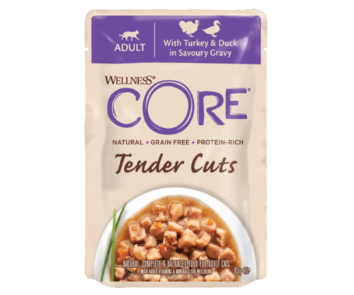 Wellness CORE – Tender Cuts Turkey & Duck in Savoury Gravy for Adult Cats