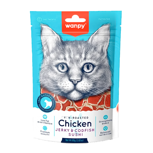 wenpy cat treats chicken &codfish sushi 80g