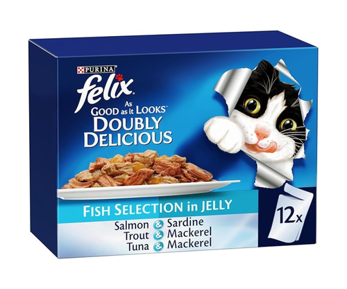 Felix As Good As It Look Doubly Delicious Wet Cat Food Fishy Selections 85g (Pack of 12)