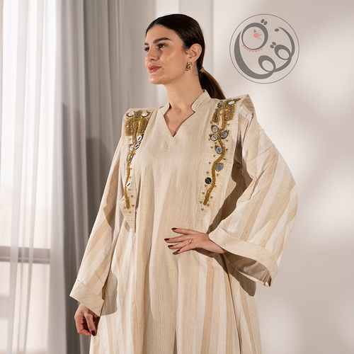 جلابية لينن مقلم - 152