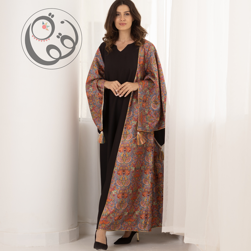 جلابية أسود بأكمام واسعة - 217
