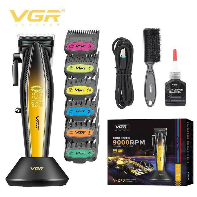 ماكينة حلاقة وتشذيب شعر VGR V-270 بشفرات سيراميك وشاشة LED ووضع توربو