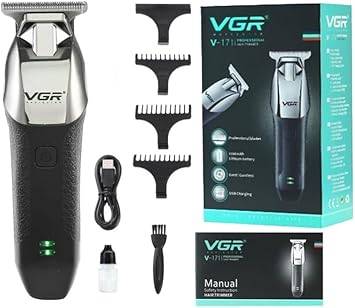 ماكينة حلاقة وتشذيب شعر VGR V-171 بشفرات ستانلس ستيل وبطارية قابلة للشحن
