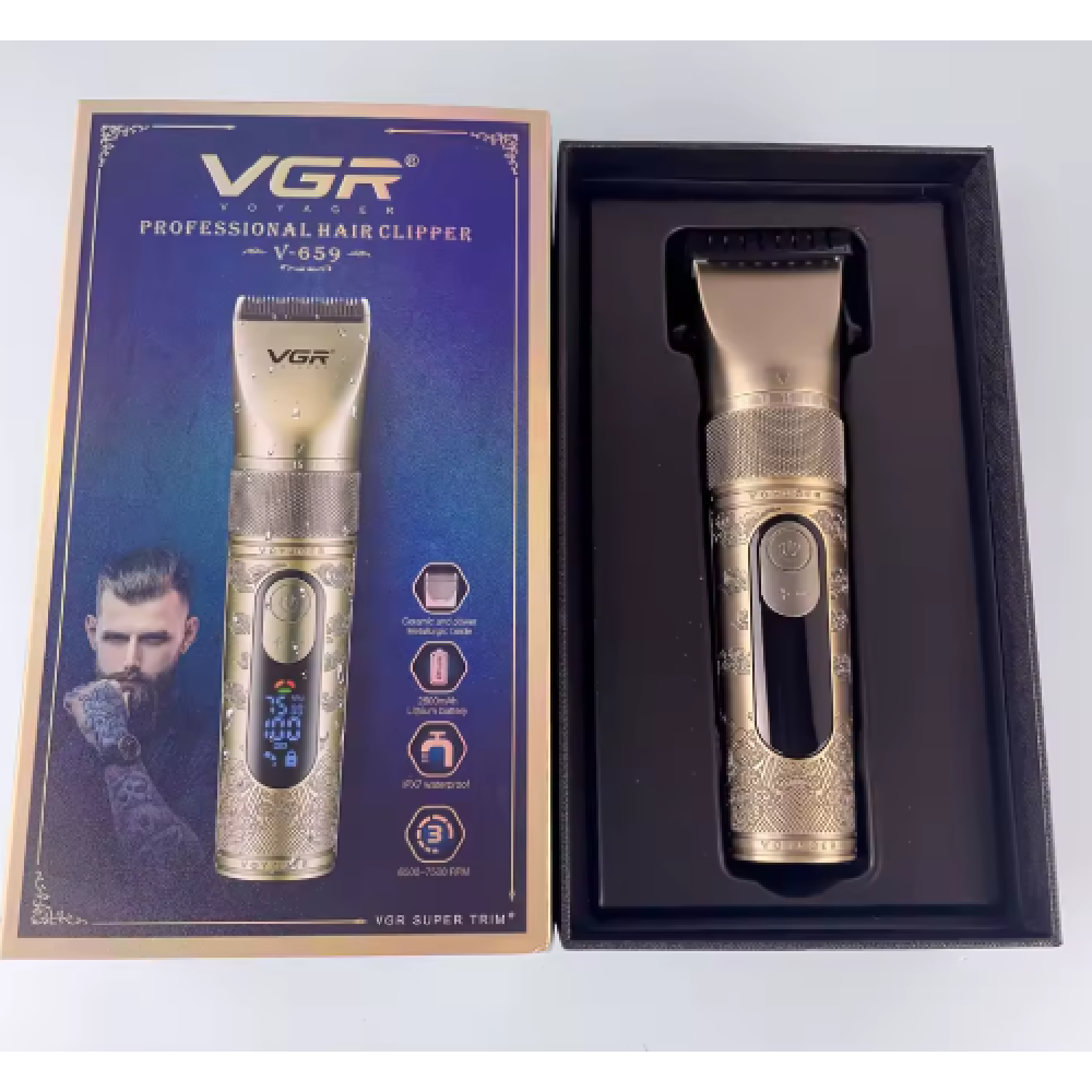 ماكينة حلاقة وتشذيب شعر VGR V-659 لاسلكية بشفرة ستانلس ستيل 