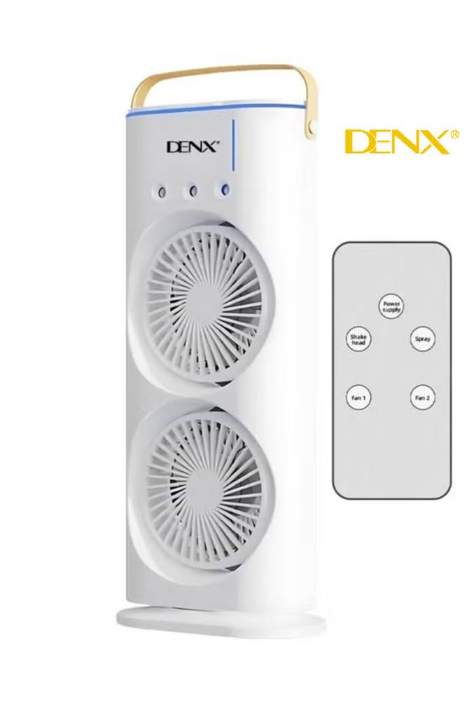 مروحة رذاذ مزدوجة 2 في 1 من DENX موديل DX2608 – تبريد وترطيب هواء محمول