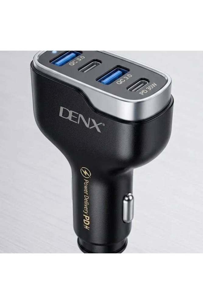 شاحن سيارة دينكس (DENX) بقوة 30 واط - 4 منافذ شحن سريع (PD + QC) موديل DX143