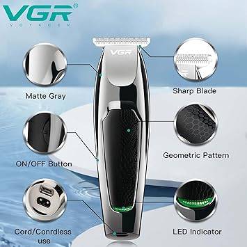 ماكينة حلاقة وتشذيب متعددة الاستخدامات VGR V-030 مع أمشاط قابلة للتعديل وشحن USB
