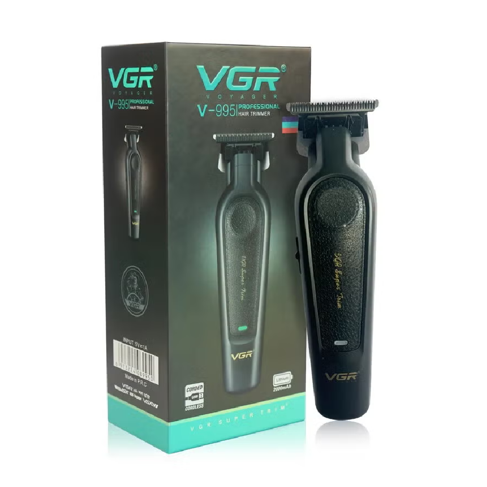 ماكينة قص وتشذيب احترافية VGR V-995 بشفرة T لاسلكية مع شاشة LED ووضع توربو