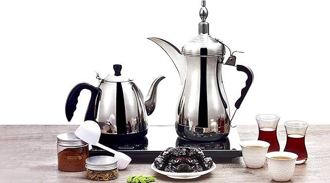 طقم ماكينة صنع الشاي والقهوة العربية من دلة الخليج 1 لتر 1600 واط GA-C94847