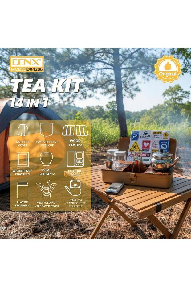 Denx طقم شاي للرحلات والتخييم 14 في 1 – تجربة متكاملة في صندوق واحد