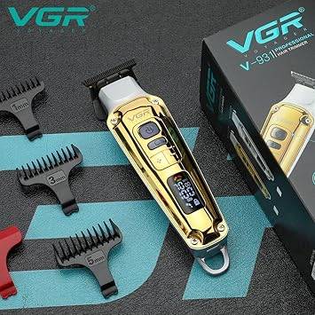 ماكينة حلاقة وتشذيب شعر VGR V-931 بشاشة رقمية وشفرة سيراميك معدنية (ذهبي)
