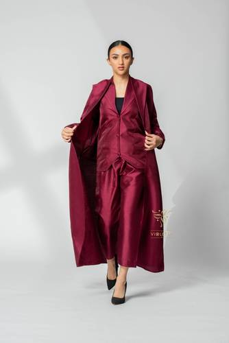 عباية رسمية ثلاث قطع ماروني Z6069