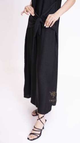 فستان عباية بربطة أسود -z405 